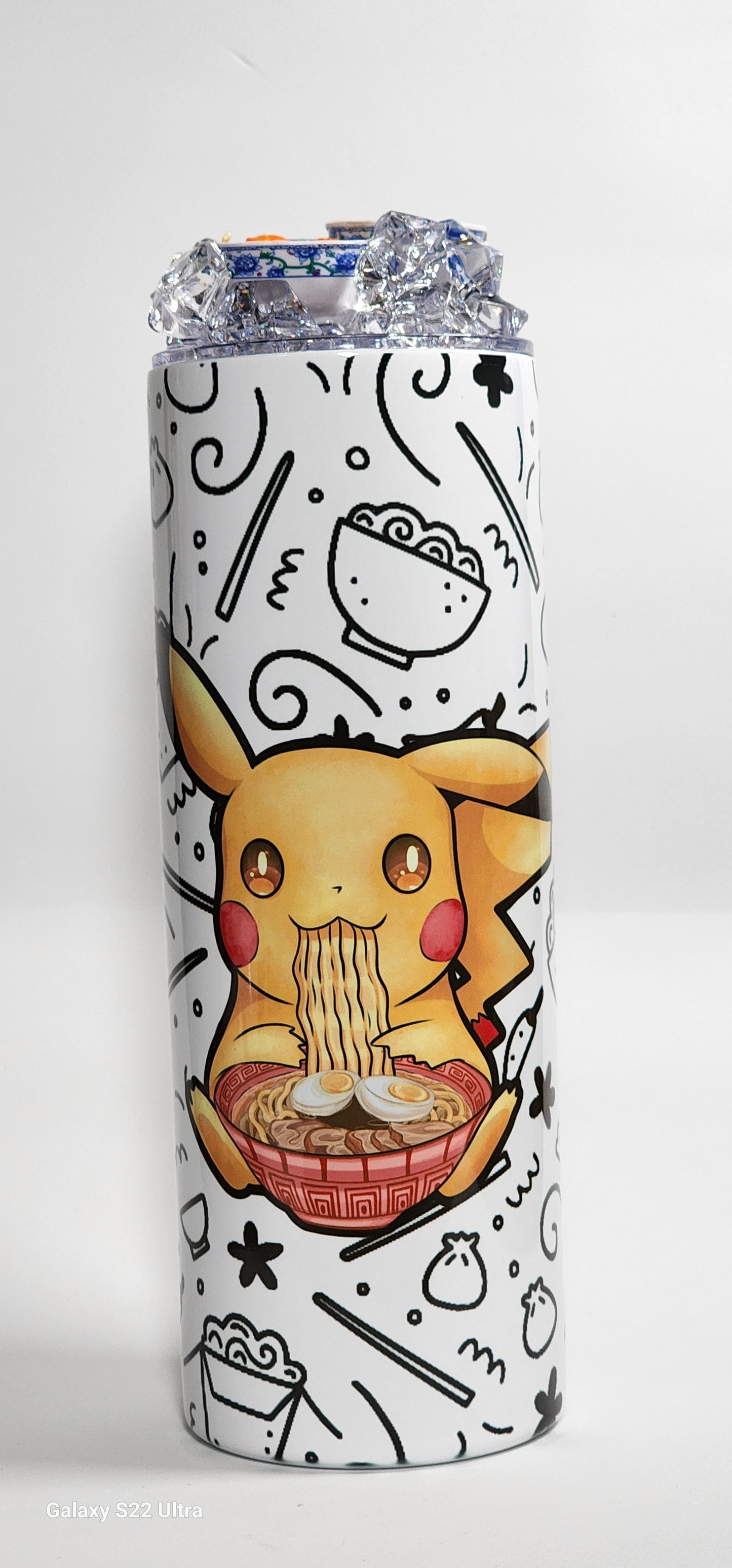 Pikachu eating ramen w/topper